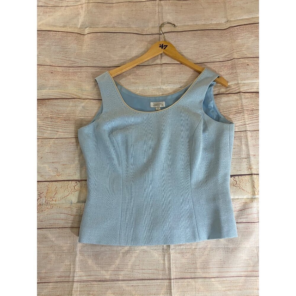Tahari Women's Powder Blue Sleeveless Classic Office Blouse - 10 - Picture 4 of 11
